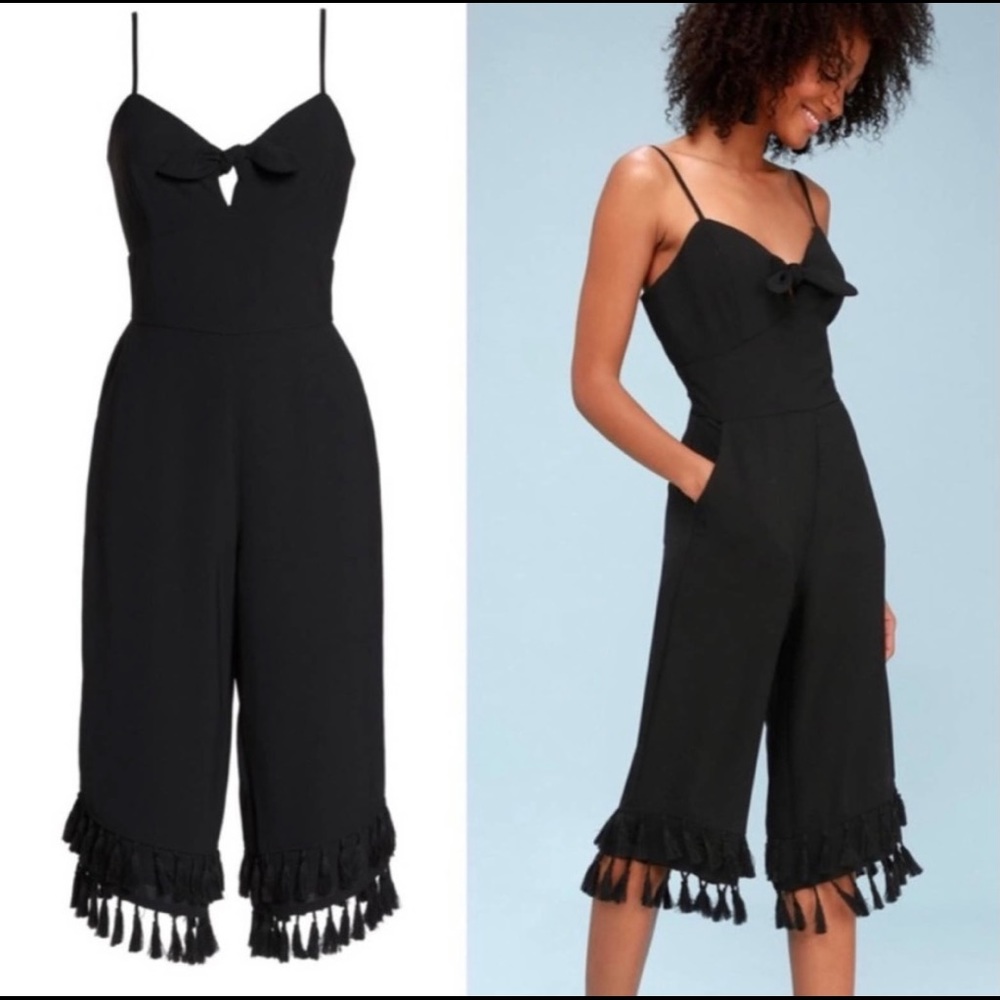 XS Adelyn Rae Black tassel jumpsuit